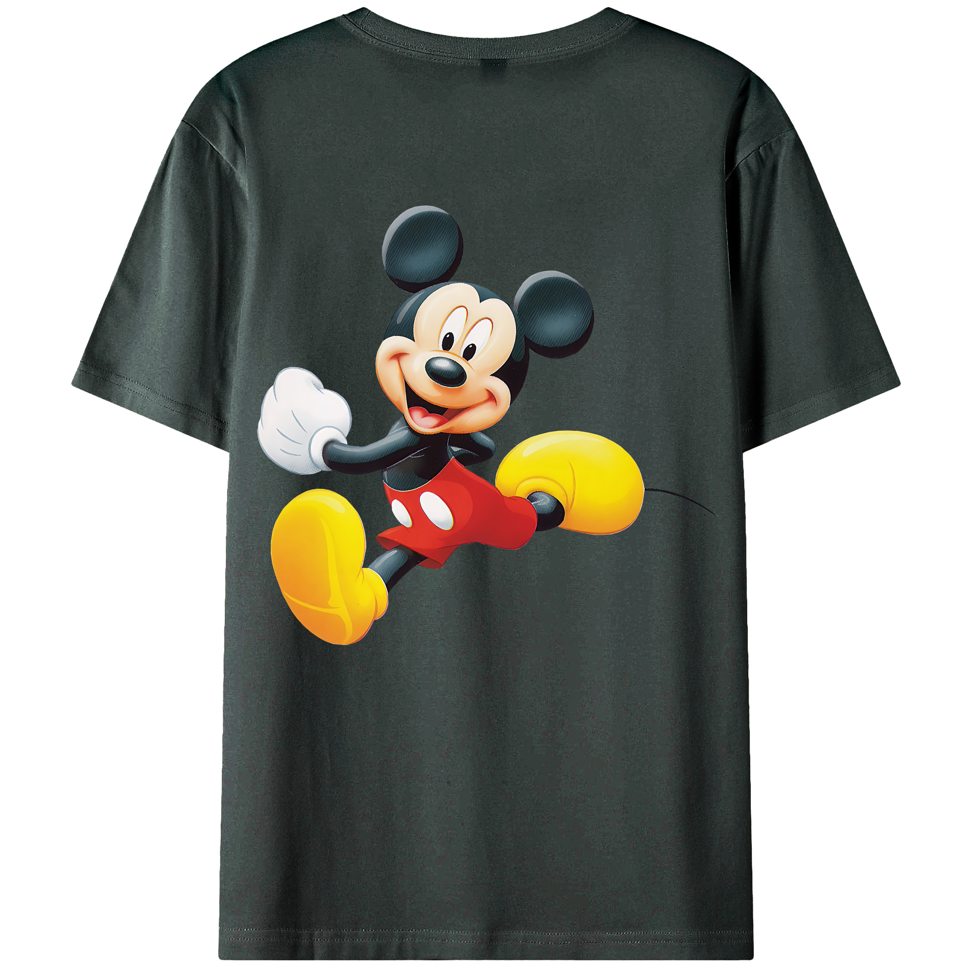（画像用） ミッキーマウス Mickey Mouse 綿100％ メンズ半袖Tシャツ（バックプリント） 通気性
